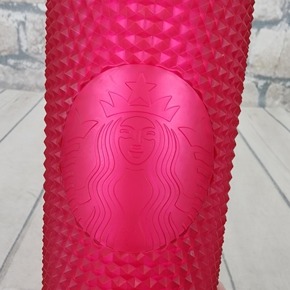 Starbucks Fall 2021 Neon Pink Studded Cold Cup Soft Touch Jelly Venti 24oz - Picture 3 of 11